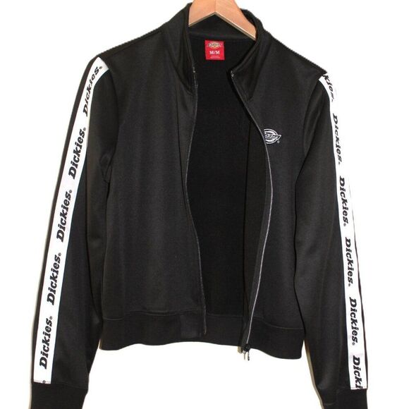 DICKIES Cropped Y2K Black Track Jacket, Logo Sleeves Zip Up, Retro Streetwear - Picture 12 of 15